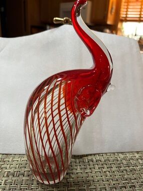 Red Glass Elephant Sculpture - Home Art